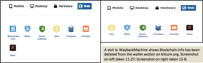 Blockchain.info delisted from bitcoin.org