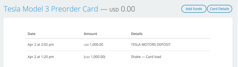 Mason Borda's Shake Tesla Receipt