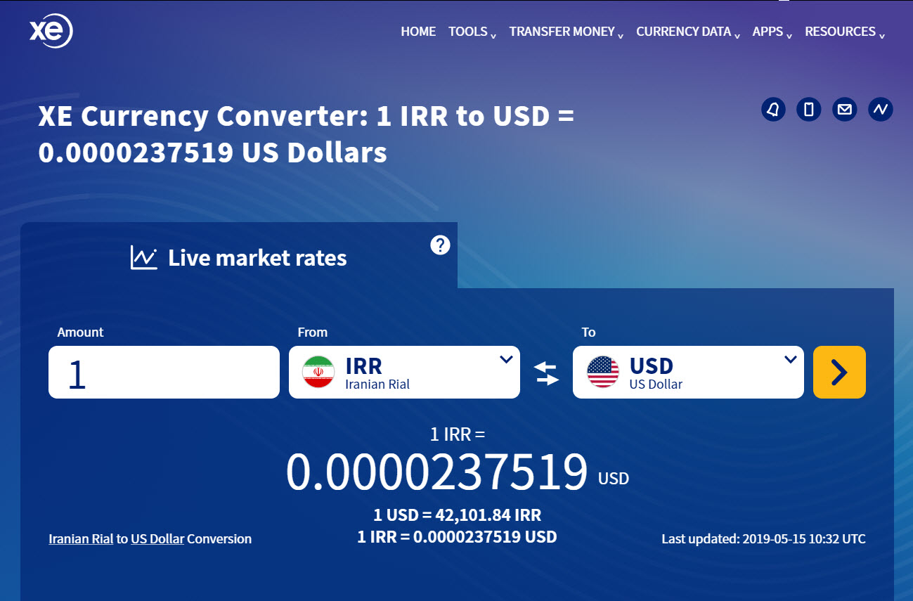 Iranian Rial to USD