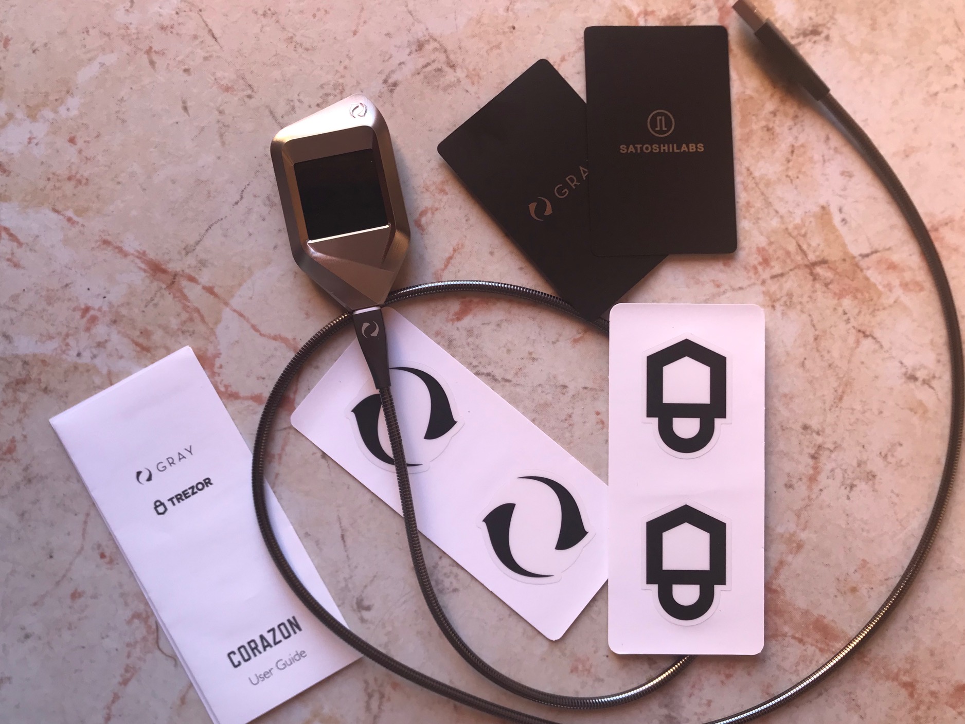 Gray Trezor Corazon Box Contents