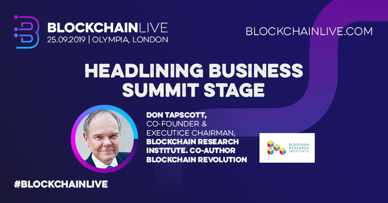 Blockchain Live 2019 Don Tapscott