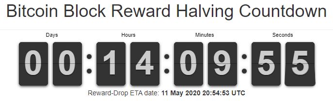 Bitcoin block reward halving countdown