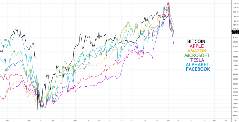 bitcoin tech stocks apple amazon facebook google alphabet tesla