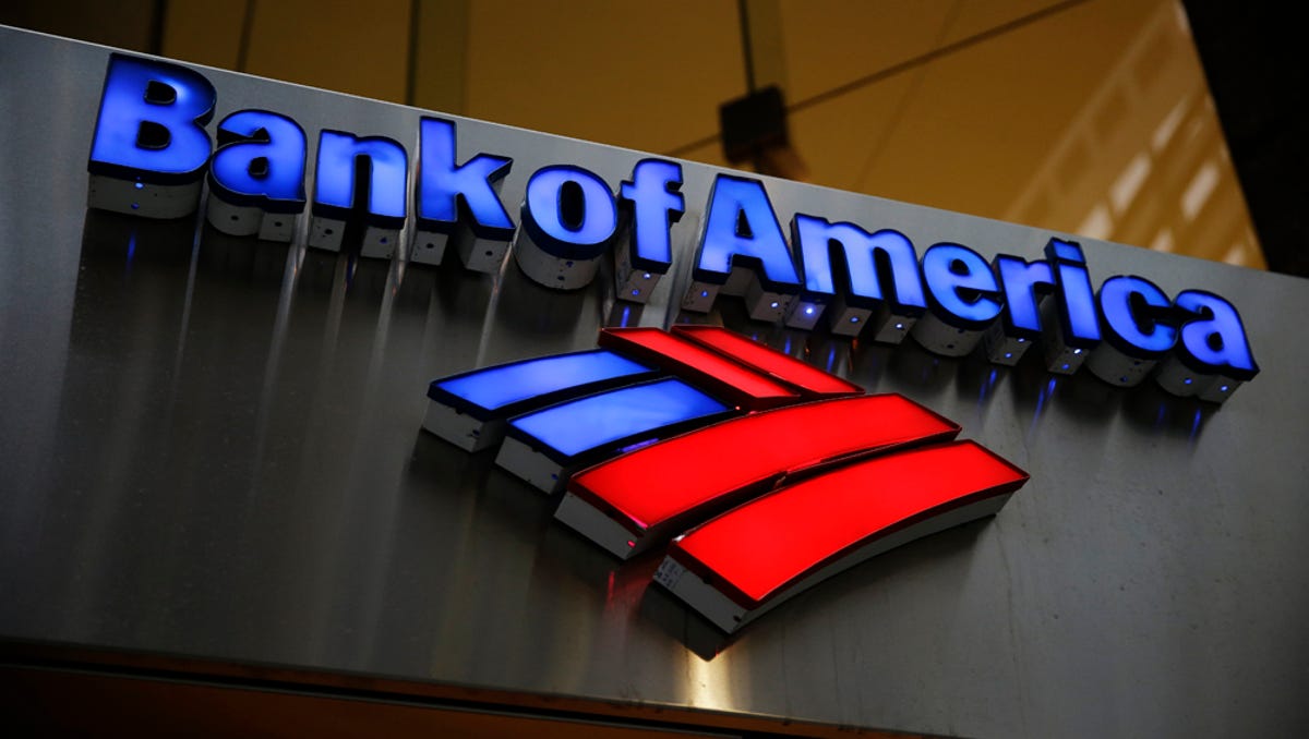 Bank of America sign with their logo underneath it