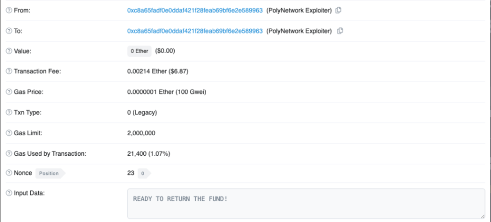 Poly Network Hacker Returns Stolen Funds After Requesting A Multisig Wallet 