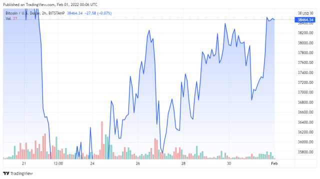 BTCUSD price chart for 01/31/2022 - TradingView