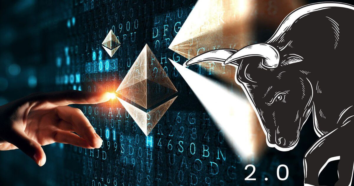 Ethereum bull behind a market chart