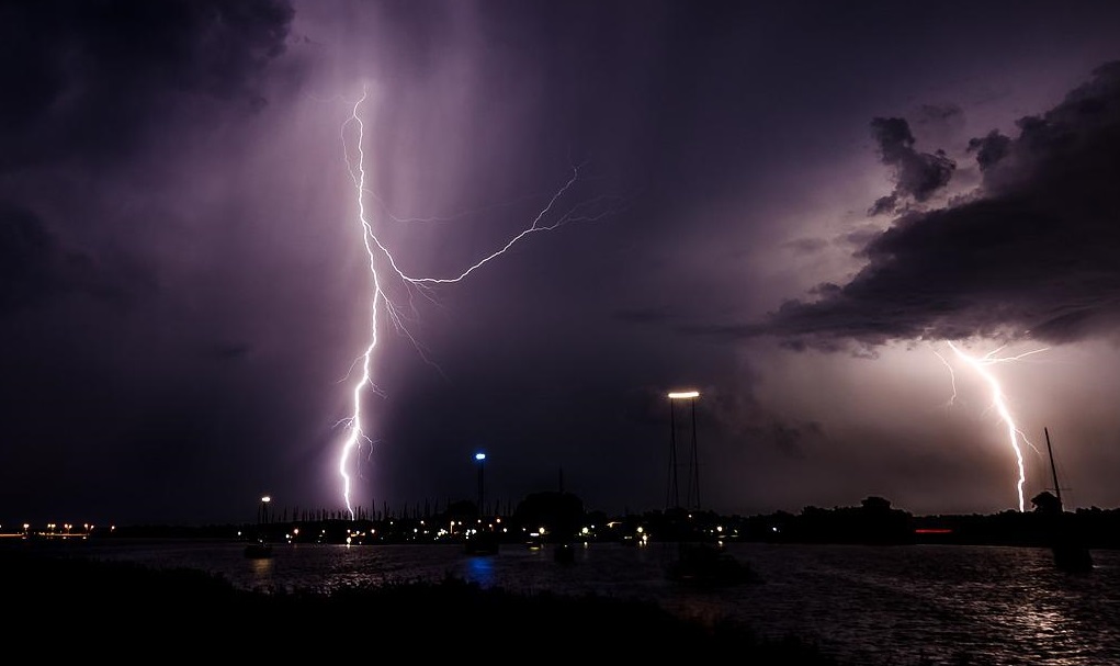 Stripe, a lightning over a city