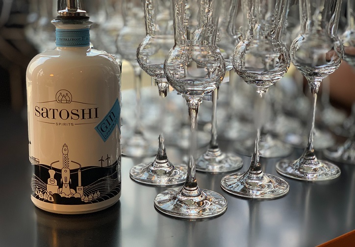 A Satoshi gin bottle