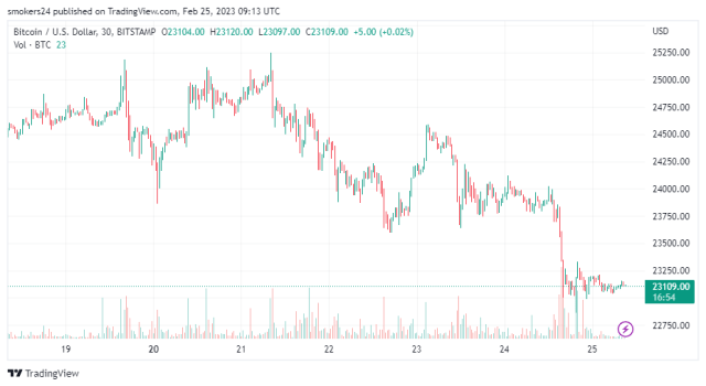 Bitcoin is in a slight decline over the past week