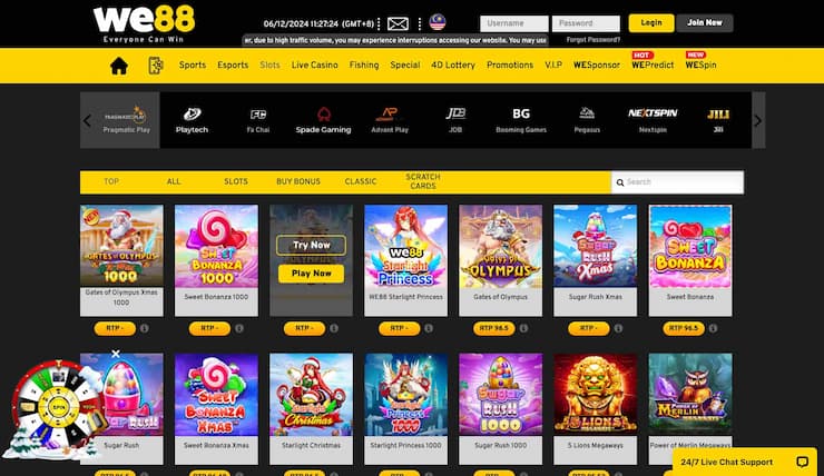 We88 online casino game lobby.