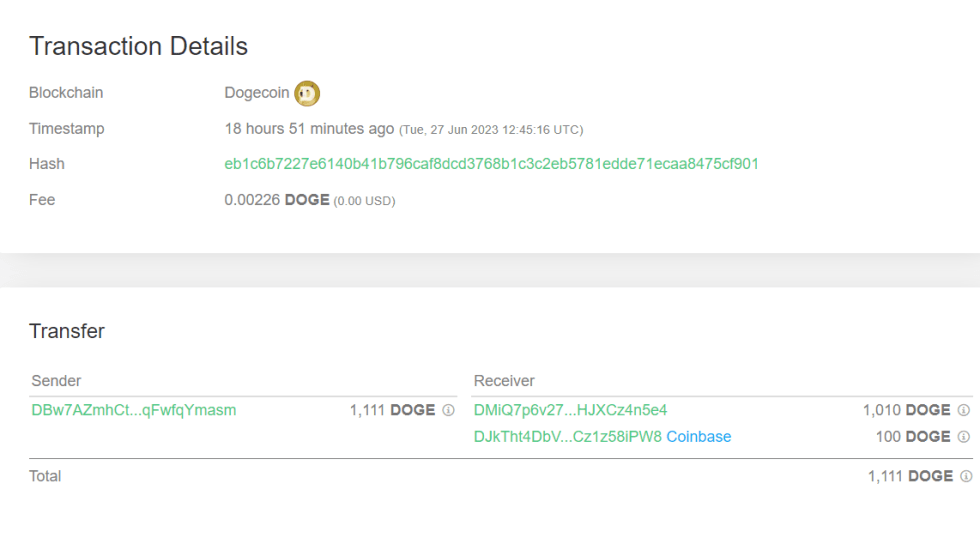 Dogecoin Dormant Transfer