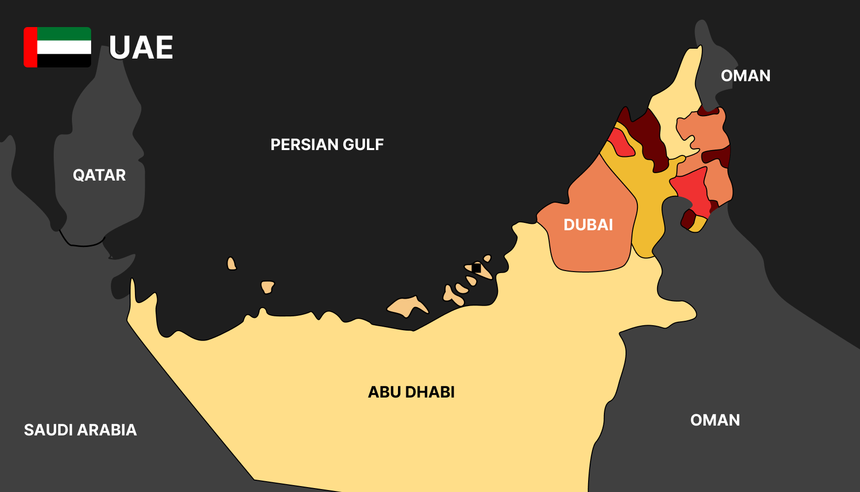 Map of the United Arab Emirates