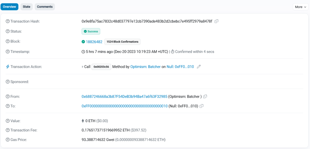 "Data blob" from Optimism Sequencer | Source: Etherscan