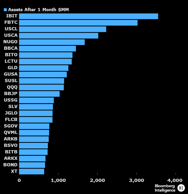 Top 25 ETFs by assets after 1 month