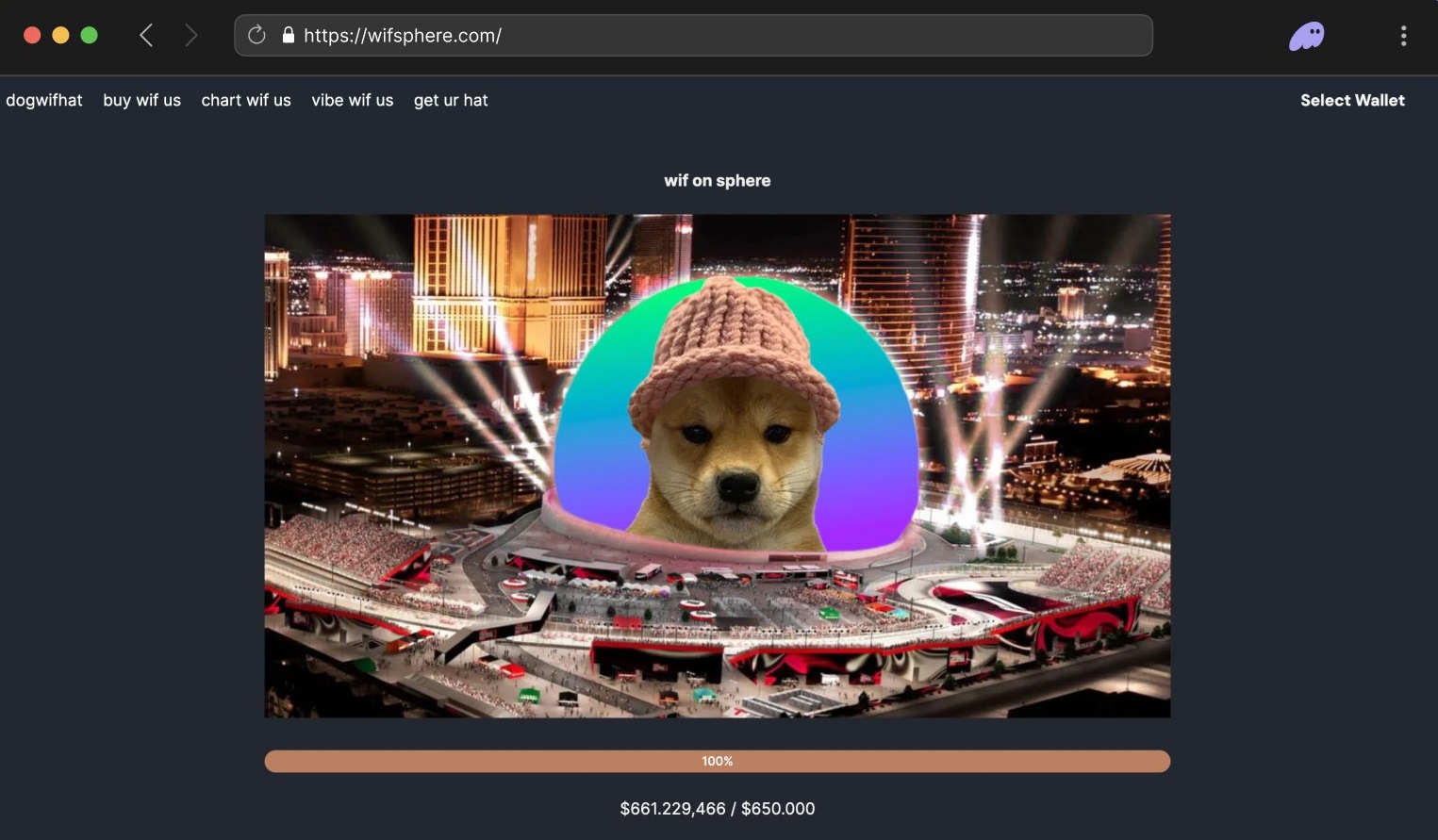 Dogwifhat WIF Las Vegas Sphere