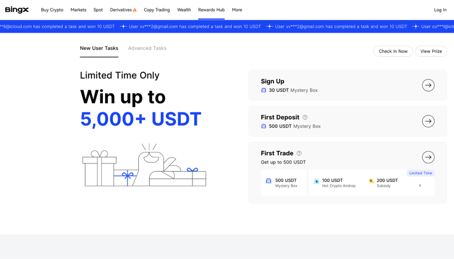 BingX bonus page screenshot