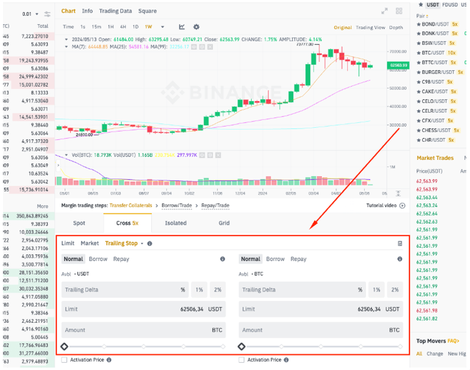 Binance stop loss exchange