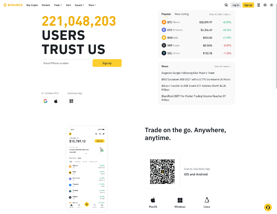 Binance website