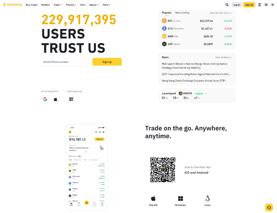 Binance website