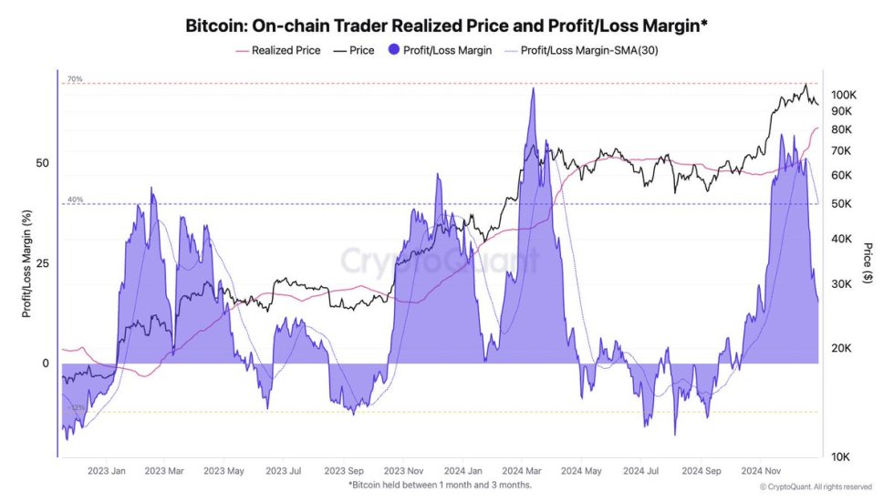 Bitcoin On-chain Trader Realized Price and PnL Margin 