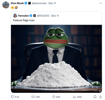 Elon Musk has been posting many Pepe-themed posts in the past couple of weeks