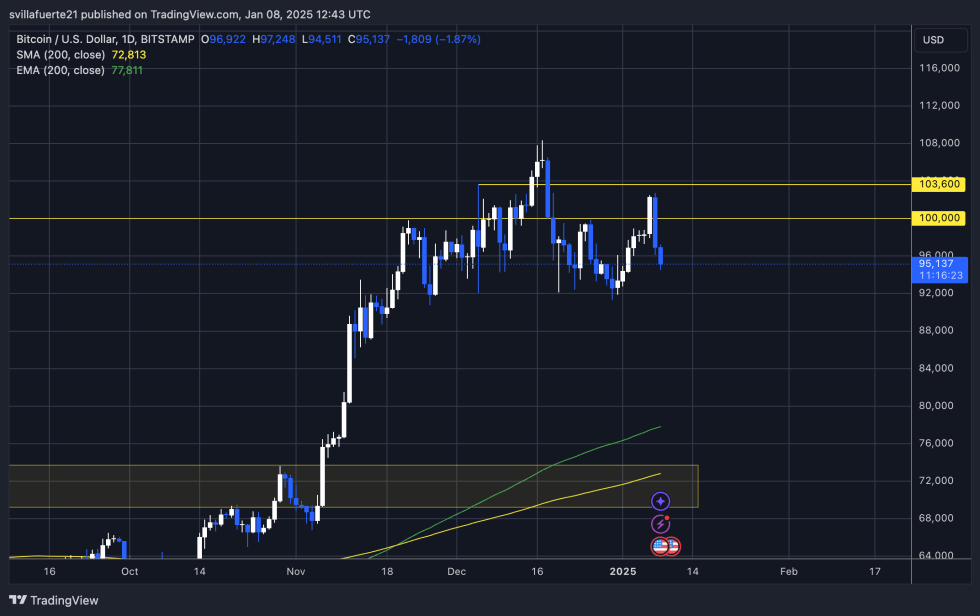 BTC testing demand at $95K 