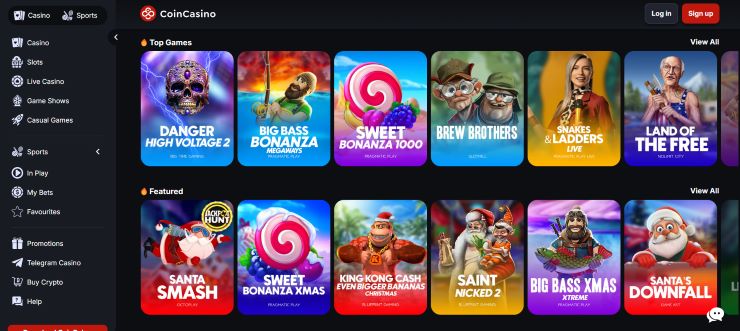 slot games as seen at the CoinCasino Bitcoin Gambling site