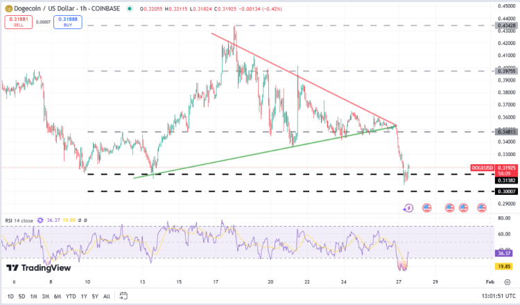 Dogecoin koers, TradingView