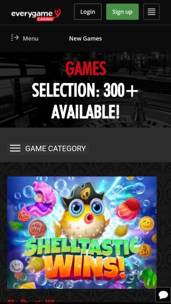 Everygame Casino - Mobile Homepage on iPhone