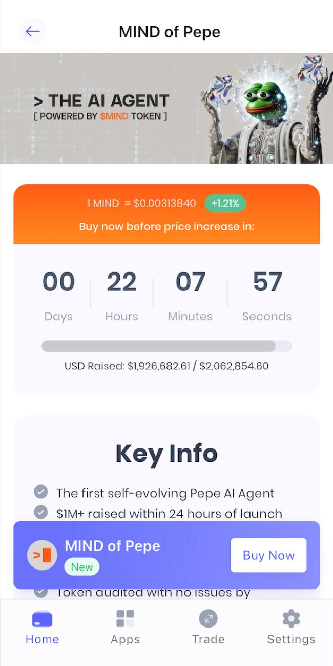 $MIND ผ่านฟีเจอร์ “Upcoming Tokens” ในแอป Best Wallet