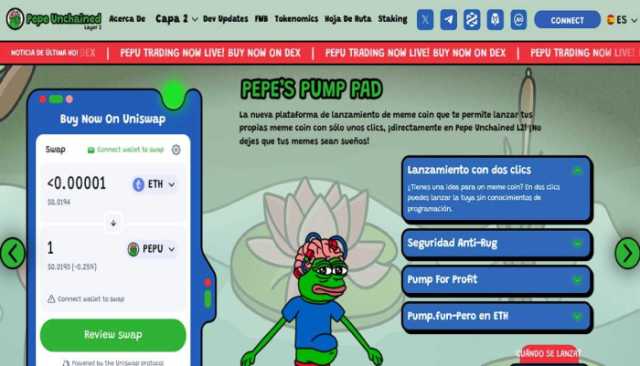 Pepe Unchained subió un 37% en 24 horas mientras crece la expectación en torno a la plataforma de lanzamiento de Meme coin