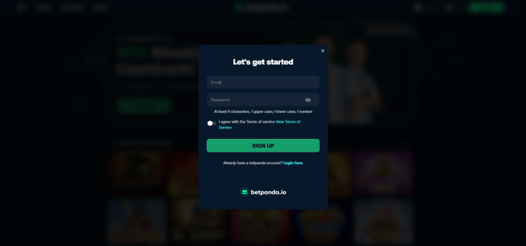 BetPanda sign up