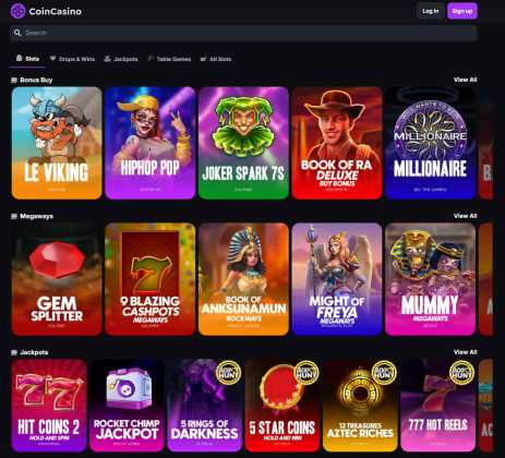 The slots' lobby at CoinCasino