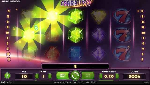 A screenshot from the Starburst slot by NetEnt