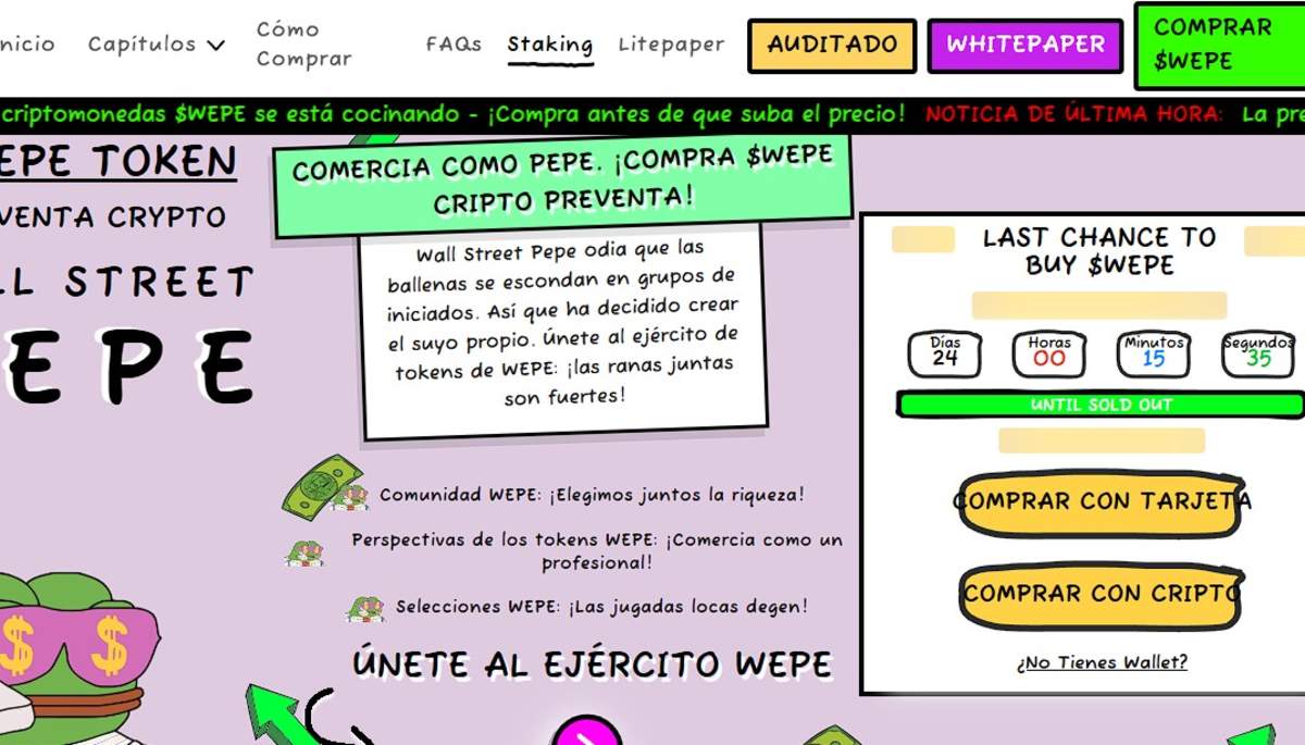 $WEPE está entre las criptomonedas para comprar ahora, mientras el precio de BTC se recupera lentamente