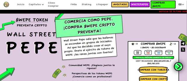 El token $WEPE se puede adquirir actualmente a un precio de 0,0003 dólares