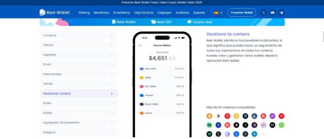 Best Wallet soporta más de 60 cadenas diferentes.