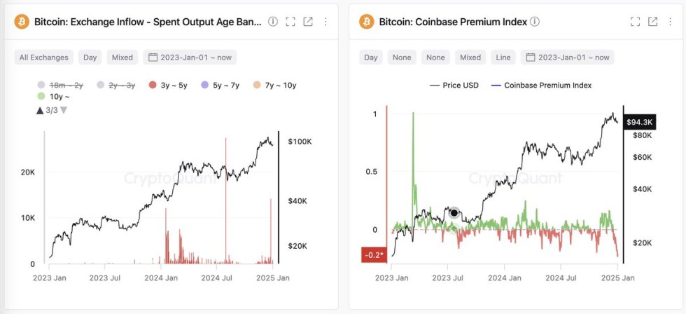 Bitcoin Exchange Inflow & Coinbase Premium Index 