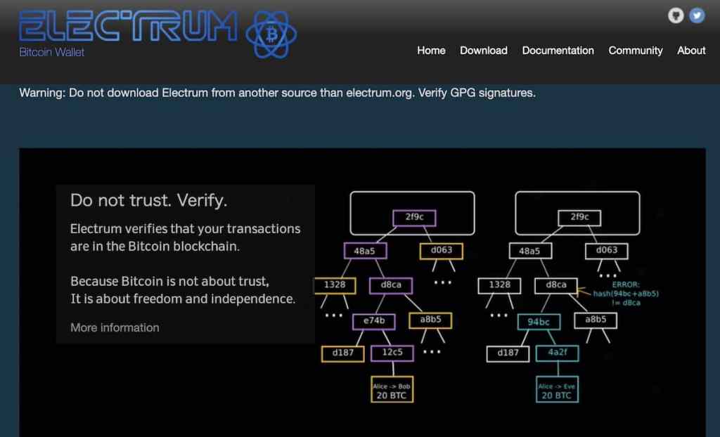 Electrum Bitcoin Walletのファーストビュー