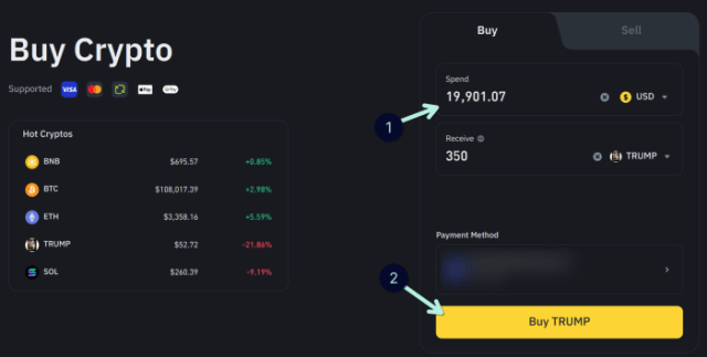 Come acquistare TRUMP su Binance