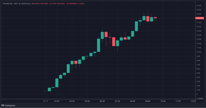 Grafico $TRUMP. Fonte TradingView