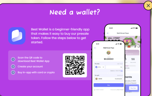 Wall Street Wepe QR code to download Best Wallet 