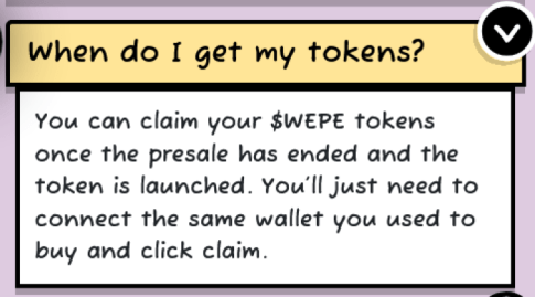 Token claim after presale