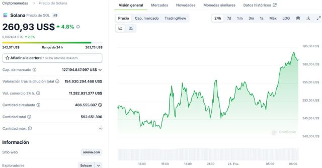 Gráfico del precio de Solana*Fuente: CoinGecko.com