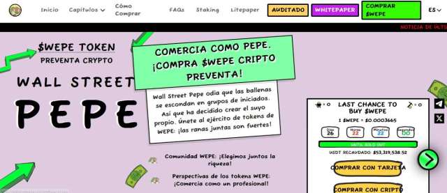 Wall Street Pepe ha superado los 53 millones de dólares en su preventa.