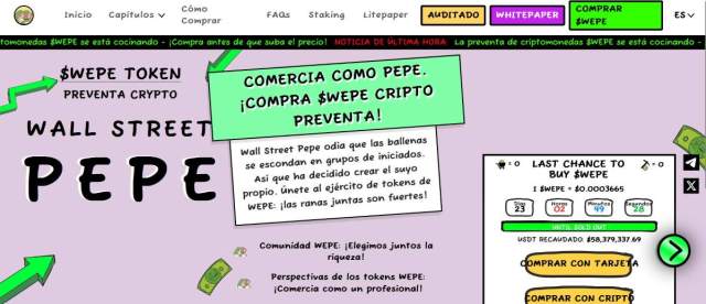 La preventa de $WEPE superó los 58 millones de dólares