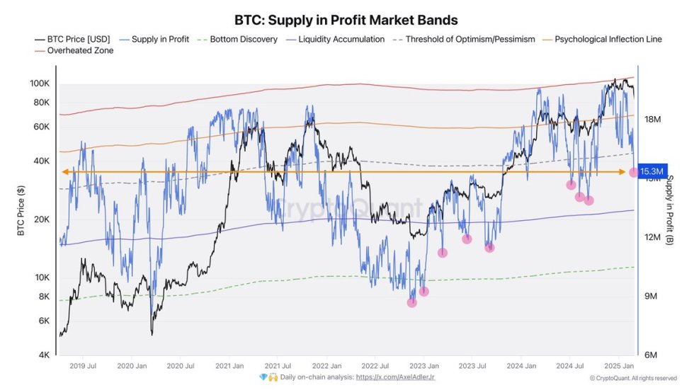 Bitcoin Supply in Profit Market Bands | Source: Axel Adler on X