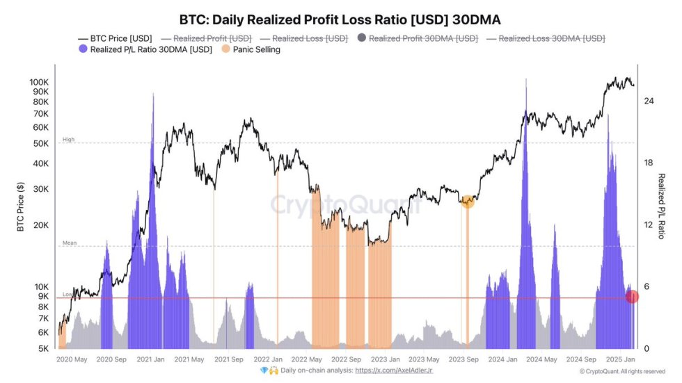 Bitcoin Daily Realized Profit Loss Ratio | Source: Axel Adler on X