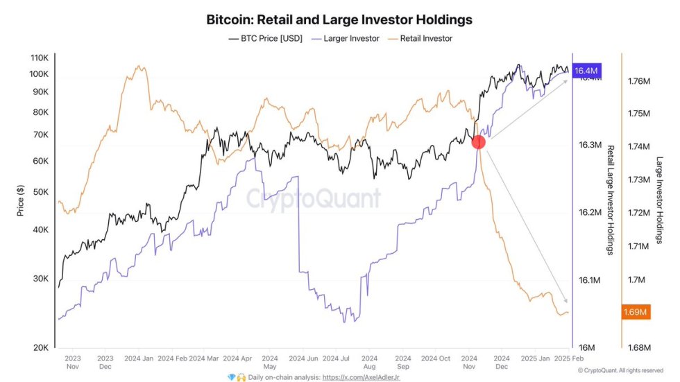 Bitcoin Retail and Large Investor Holding | Source: Axel Adler on X